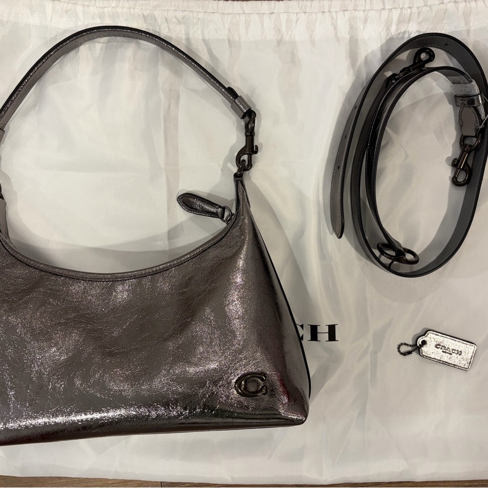 Coach Metallic Silver Shoulder Bag - Picture 2 of 6